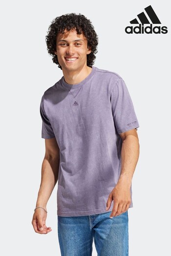 adidas Purple Tommy Sportswear ALL SZN Garment-Wash T-Shirt (D46599) | £28