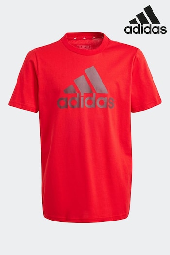 adidas Red Essentials Big Logo Cotton T-Shirt (D46611) | £13