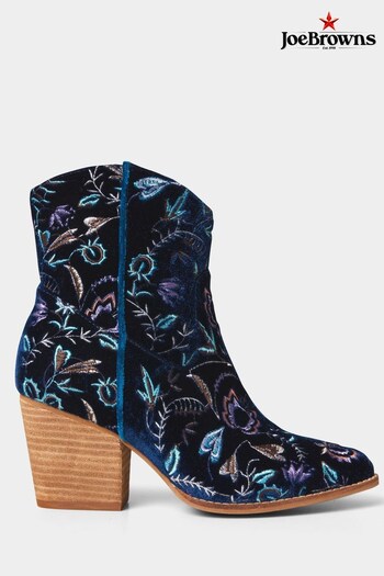 Joe Browns Blue Gigi Embroidered Velvet Boots (D46626) | £94