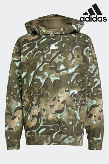 adidas Green Future Icons Allover Print Hoodie Kids (D46835) | £38