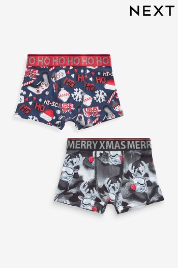 Red Christmas Trunks 2 Pack (2-16yrs) (D46924) | £7 - £11