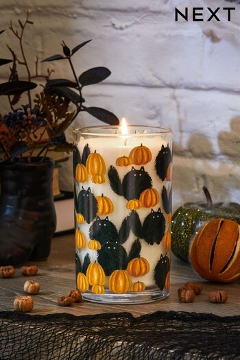 Pumpkin Spice Fragranced Cat Pillar Candle (D47033) | £10