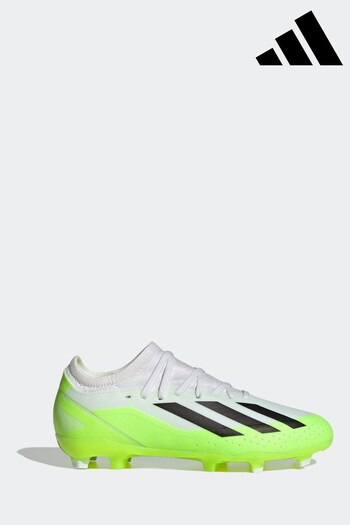 adidas White/Black Kids X Crazyfast.3 Firm Ground Boots (D47135) | £50