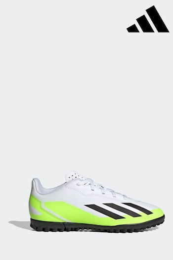 adidas White/Black Sport Performance Kids X Crazyfast.4 Turf Football Boots (D47140) | £35
