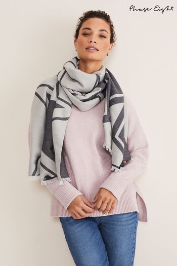 Phase Eight Grey Oversized Star Scarf (D47159) | £39