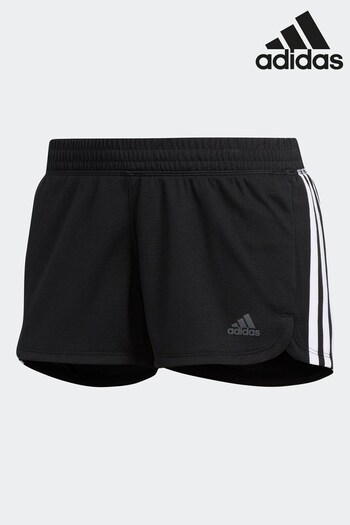 adidas Black/White Performance Training Pacer 3-Stripes Knit Blu Shorts (D47355) | £23