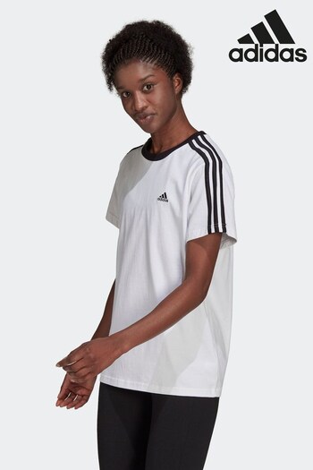 adidas White/Black Sportswear Essentials 3-Stripes T-Shirt (D47360) | £28
