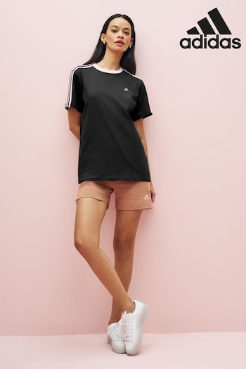 adidas Black/White Sportswear mit Essentials 3-Stripes T-Shirt (D47361) | £28