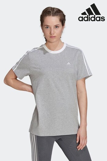 adidas Grey Budgetwear Essentials 3-Stripes T-Shirt (D47362) | £28