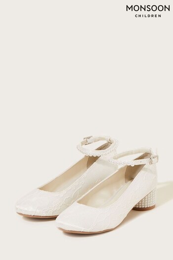 Monsoon Natural Lace Pearl Heels (D47404) | £26 - £30