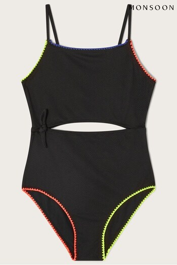 Monsoon Stitch Cut-Out Black Swimsuit (D47414) | £22 - £24