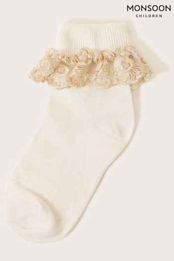 Monsoon Natural Sparkle Lace Socks (D47466) | £6.50