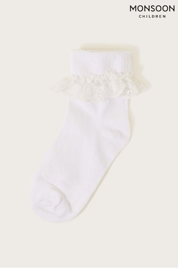 Monsoon White Flower Lace Socks (D47467) | £6.50