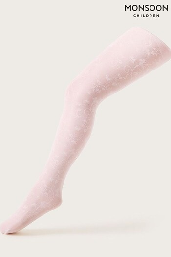 Monsoon Pink Lacey Butterfly Tights (D47473) | £8 - £9