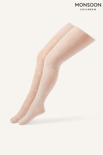 Monsoon White Lacey Tights Twinset (D47474) | £15 - £16