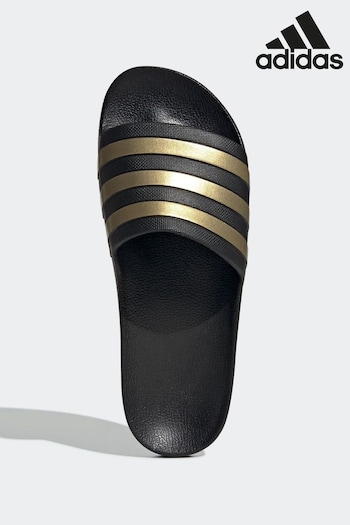 adidas Hiregr Black Sportswear Swim Adilette Aqua Slides (D47540) | £23