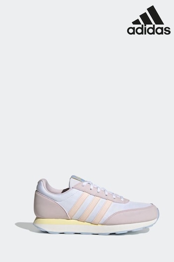 adidas White/Pink Run 60s Trainers (D47603) | £50