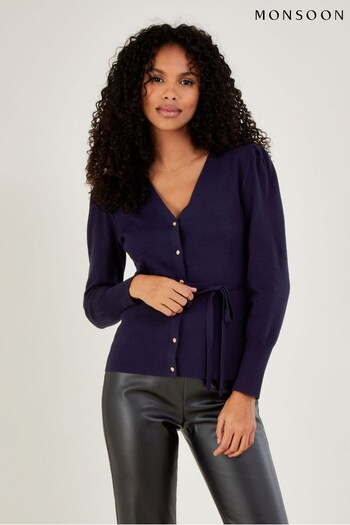 Monsoon Blue Smart Ribbed Cardigan With LENZING™ ECOVERO™ (D47666) | £60