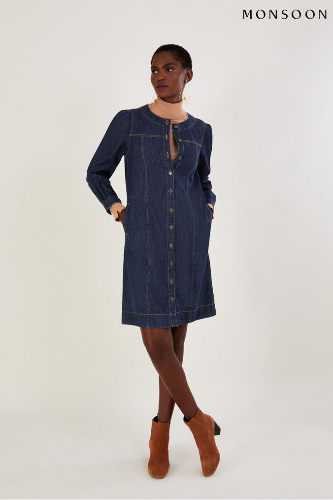 Monsoon white denim best sale dress