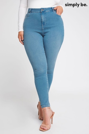 Simply Be Blue Short Mid Lucy Super Stretch Skinny Jeans (D47736) | £27