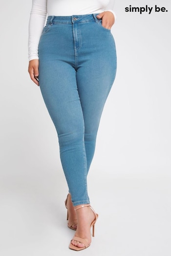 Simply Be Blue Long Mid Lucy Super Stretch Skinny Jeans (D47737) | £27