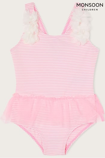 Monsoon Baby Pink Skirted Seersucker Swimsuit (D47814) | £18 - £20