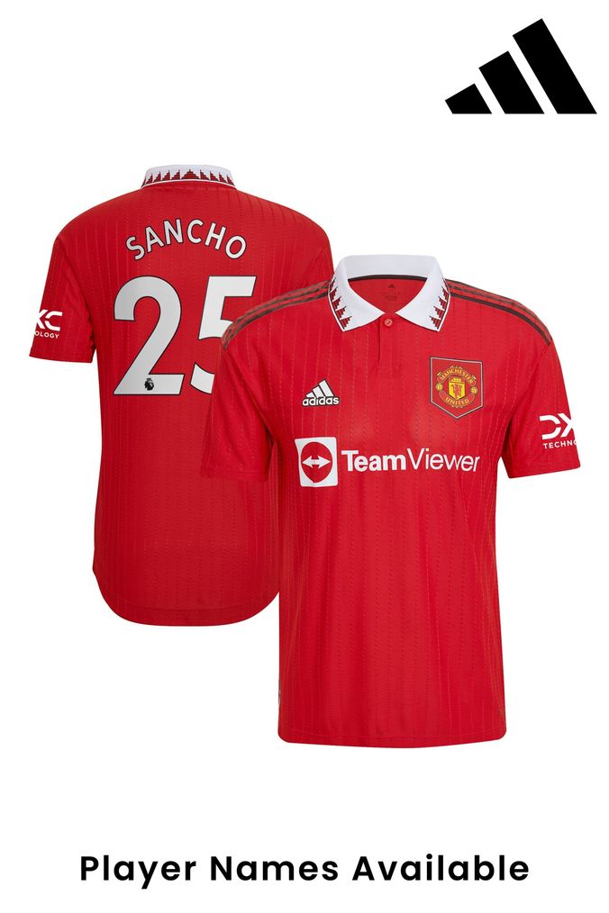 adidas Red Sancho - 25 Manchester United Home 2022-23 Authentic Shirt (D47935) | £115
