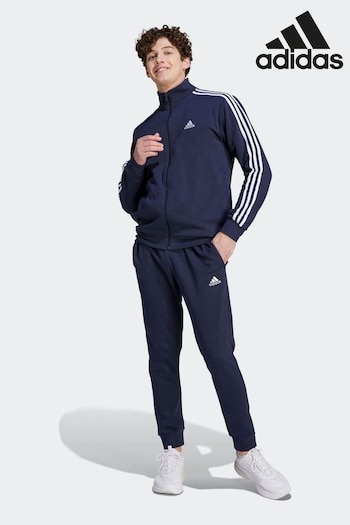 adidas Blue Sportswear Basic 3-Stripes Fleece Tracksuit (D47945) | £70