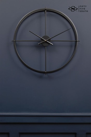 Fifty Five South Black Kent 60cm Wall Clock (D48042) | £75