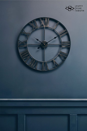 Fifty Five South Black Genova Metal Wall Clock (D48044) | £60