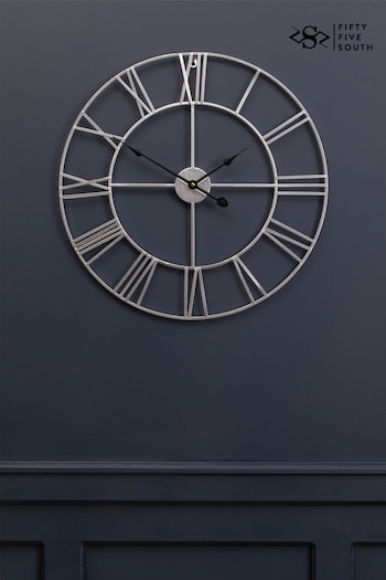 Fifty Five South Silver Genova Metal Wall Clock (D48048) | £55