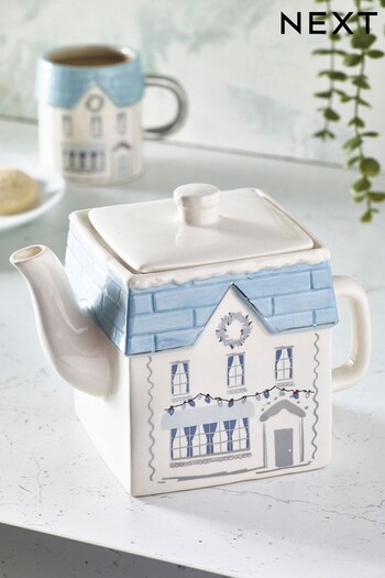 White Christmas House Tea Pot (D48080) | £22