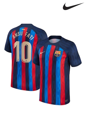 Nike Navy Ansu Fati - 10 F.C. Barcelona 22/23 Home Football Shirt (D48321) | £75