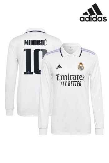 adidas White Real Madrid Home Shirt 2022-23 (D48336) | £90