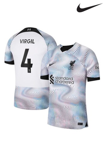 Nike White Virgil - 4 Liverpool FC 22/23 Stadium Away Shirt (D48456) | £90