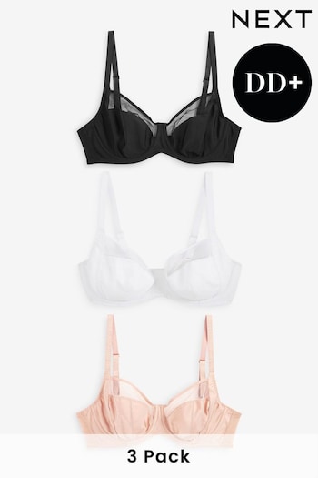 Black/White/Nude DD+ Non Pad Full Cup Bras 3 Pack (D48487) | £45