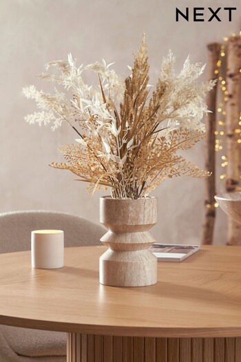 Natural Artificial Dried Floral In Marble Effect Textured Vase (D48488) | £42