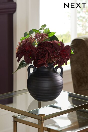 Burgundy Red Artificial Floral In Authentic Urn Vase (D48490) | £55