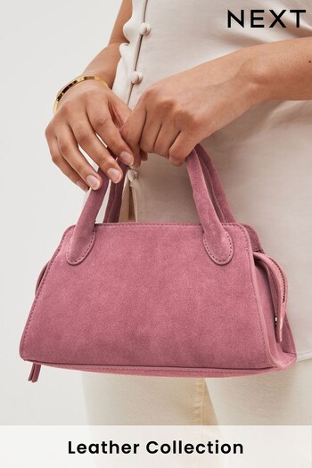 Pink Suede Leather Handheld Bag (D48590) | £55