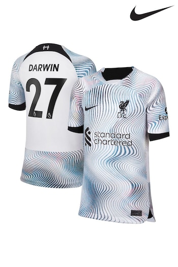 Nike White Darwin - 27 Liverpool FC 22/23 Third Stadium Football Shirt Kids (D48638) | £75