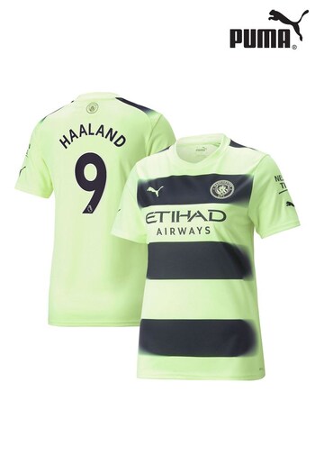 Puma Lime Green Haaland - 9 Manchester City Third 2022/2023 Womens Football Shirt (D48757) | £85