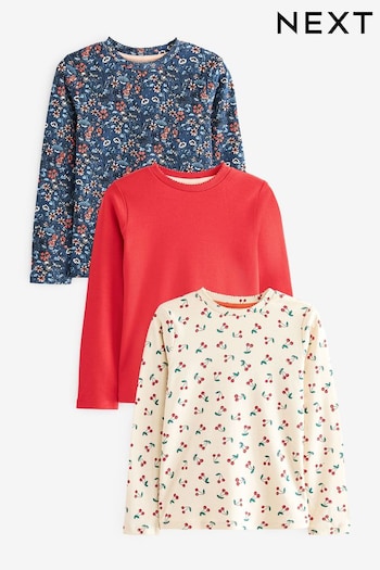 Red/Navy Blue Ditsy Floral Long Sleeve Tops 3 Pack (3-16yrs) (D48858) | £14 - £20