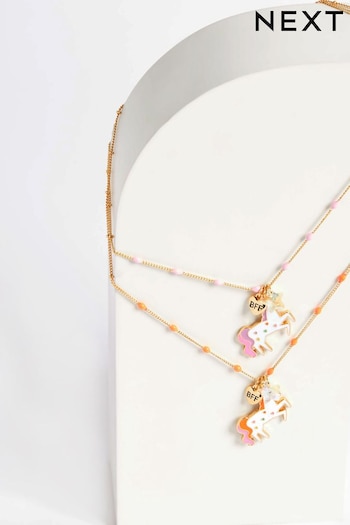 Multi Bright Unicorn and Bead Best Friend Necklace (D48877) | £10