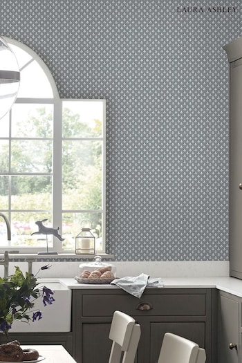 Laura Ashley Slate Grey Trefoil Wallpaper Wallpaper (D49275) | £46