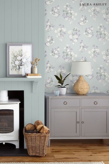 Laura Ashley Pale Duck Egg Blue Igerna Wallpaper Wallpaper (D49279) | £46