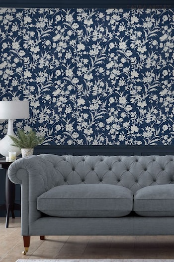 Laura Ashley Midnight Seaspray Blue Rye Wallpaper Wallpaper (D49282) | £48
