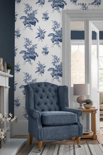 Laura Ashley Midnight Seaspray Blue Narberth Wallpaper Wallpaper (D49285) | £46