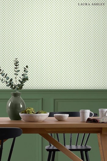Laura Ashley Leaf Green Wickerwork Wallpaper Wallpaper (D49289) | £46