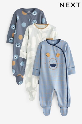 Blue Baby Sleepsuits 3 Pack (0-2yrs) (D49331) | £20 - £22