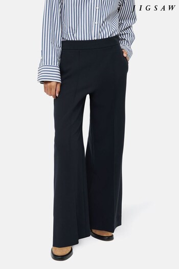 Jigsaw Blue Modern Crepe Sailor Trousers (D49342) | £130